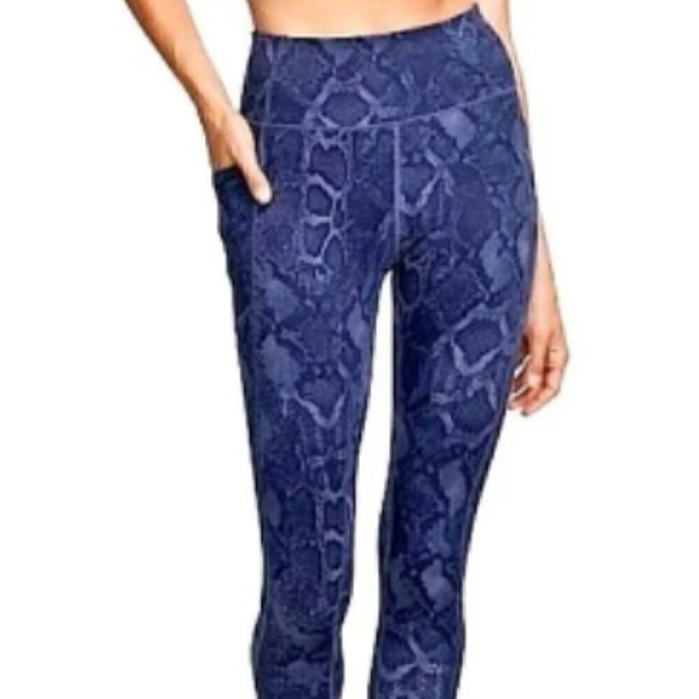 Victorias Secret Leggings Womens Size 10 Blue Snake Print 7/8 Length High Rise